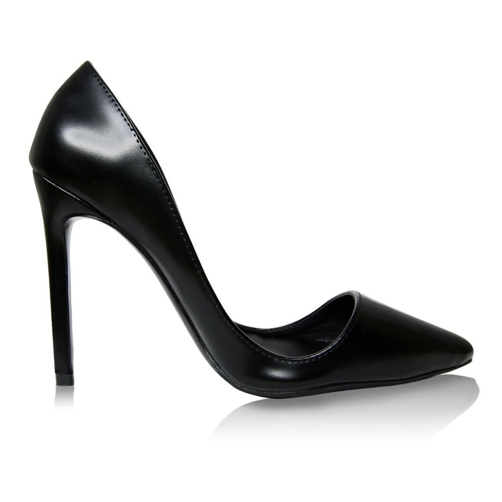 Matte Black Vegan Leather Stiletto High Heel